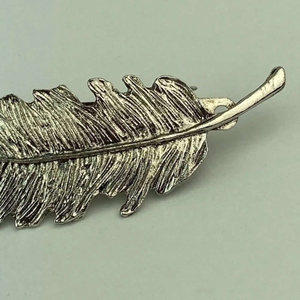 Feather Metal Hair Clip Silver‎ Tone Boho
